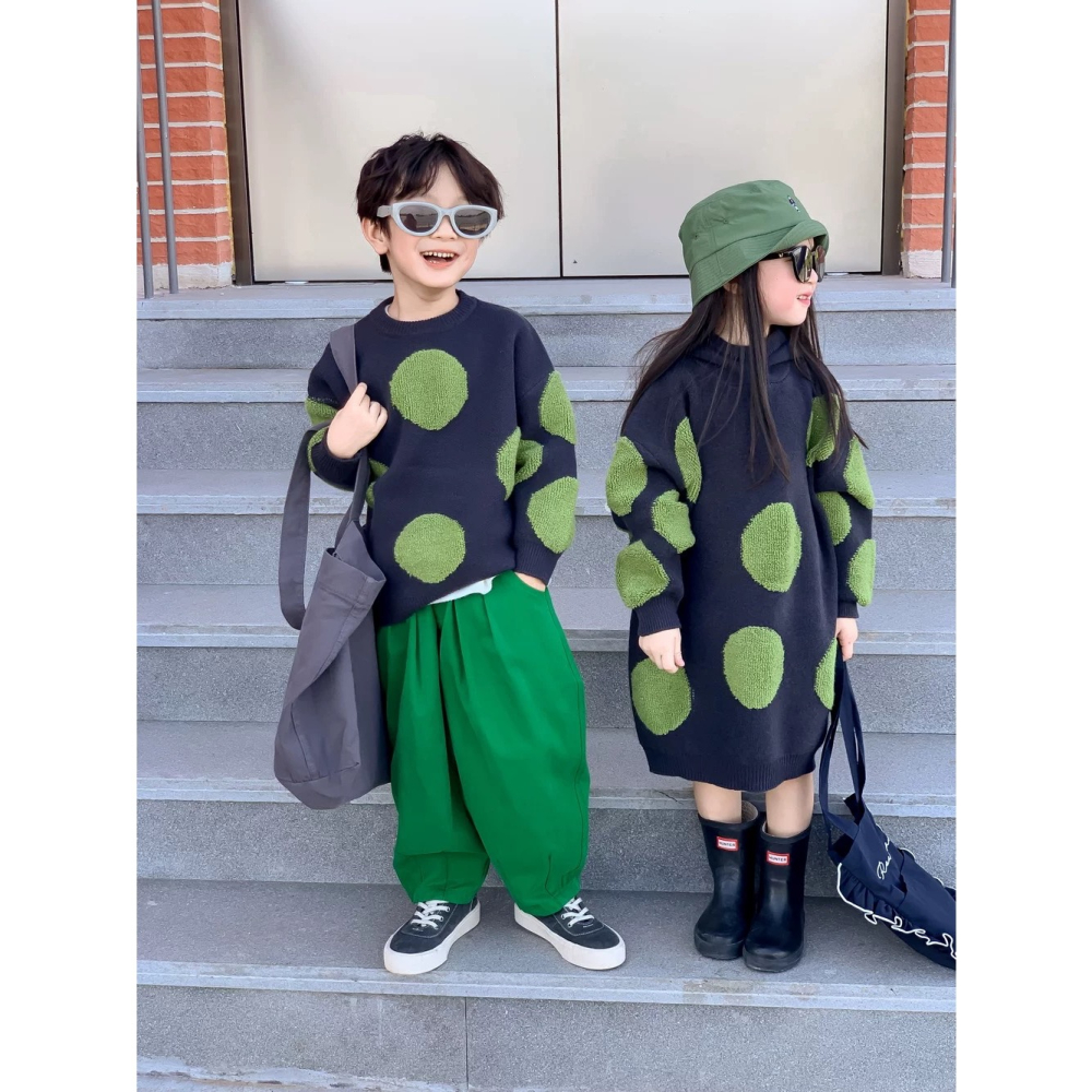 兄弟姐妹裝-波點針織洋裝.上衣-細節圖3