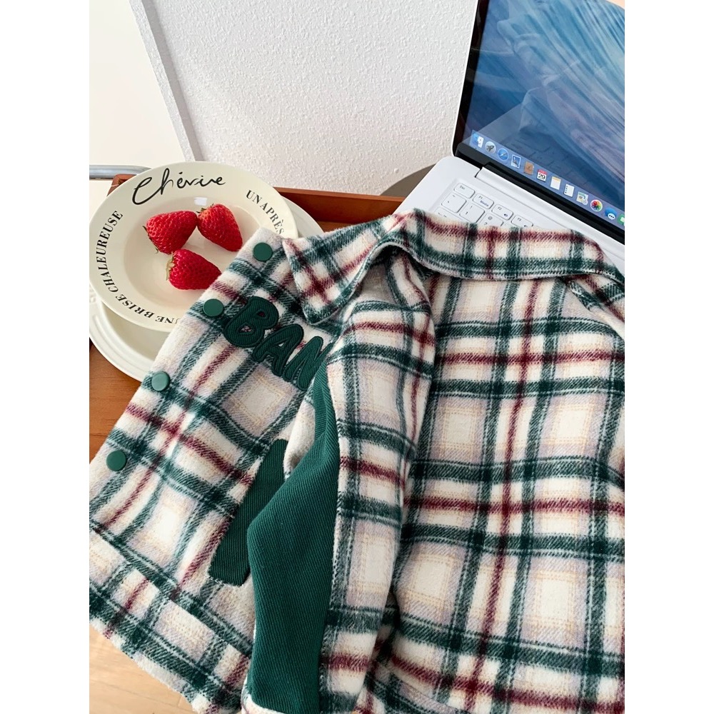 男寶系列-時尚毛呢格紋外套-細節圖3