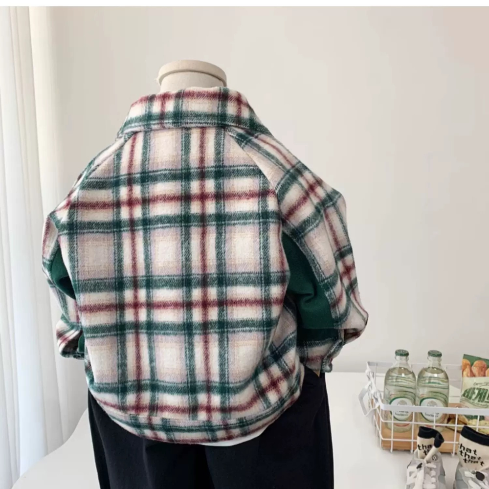 男寶系列-時尚毛呢格紋外套-細節圖4