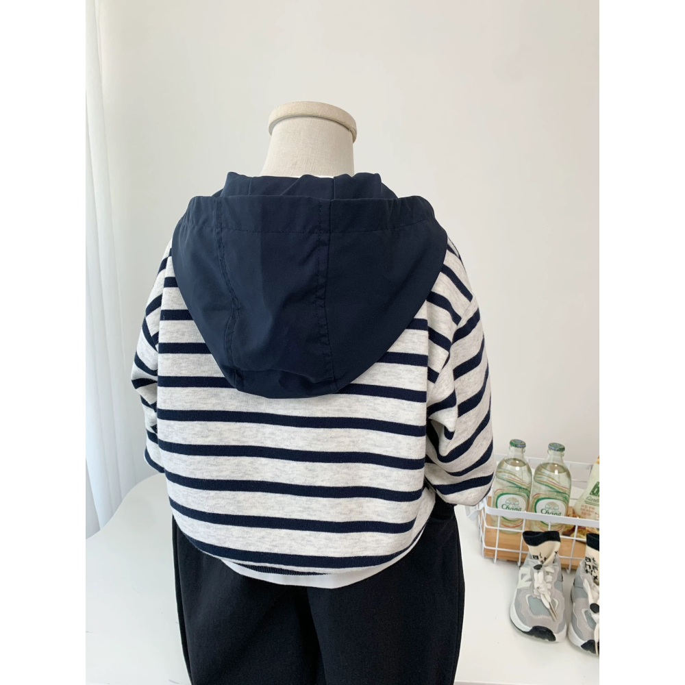 男寶系列-休閒條紋連帽上衣-細節圖2