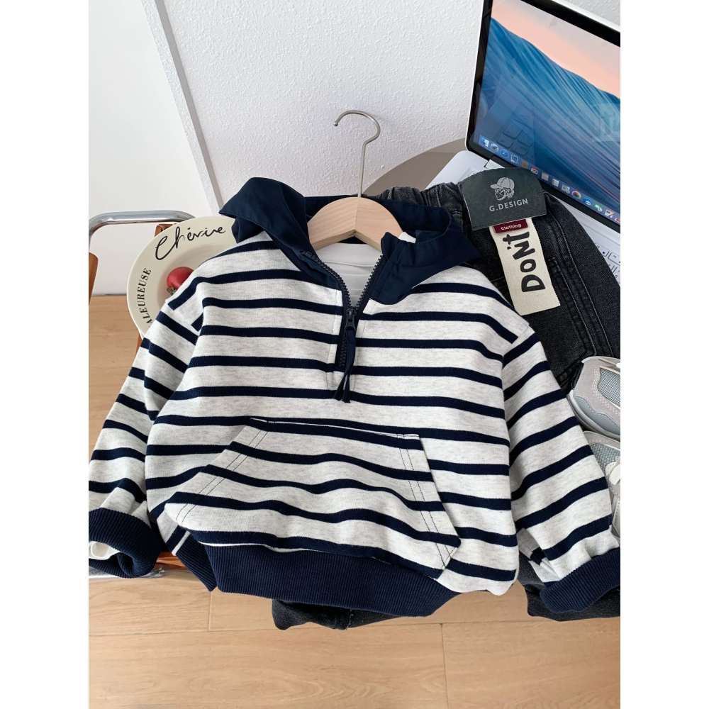 男寶系列-休閒條紋連帽上衣-細節圖3