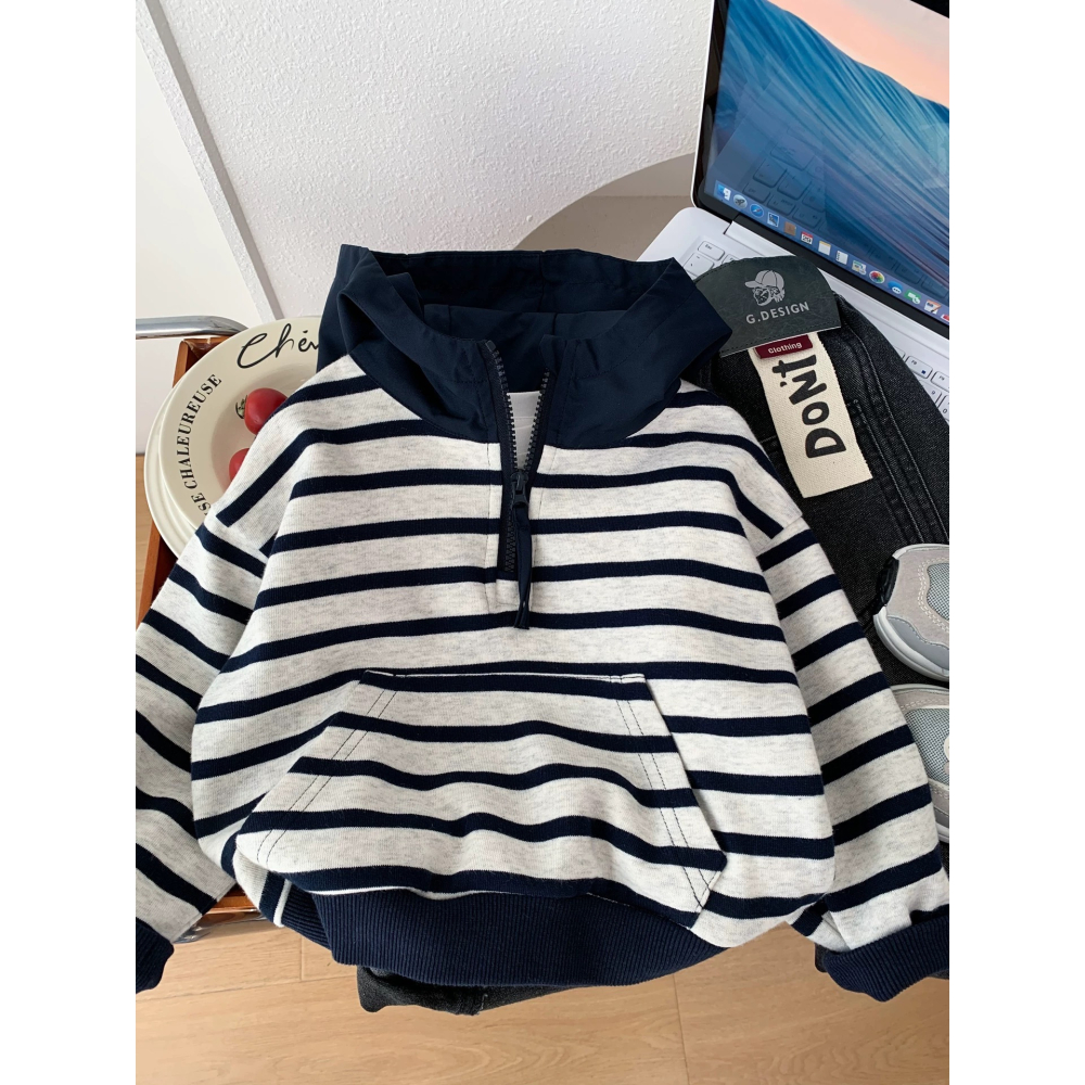 男寶系列-休閒條紋連帽上衣-細節圖4