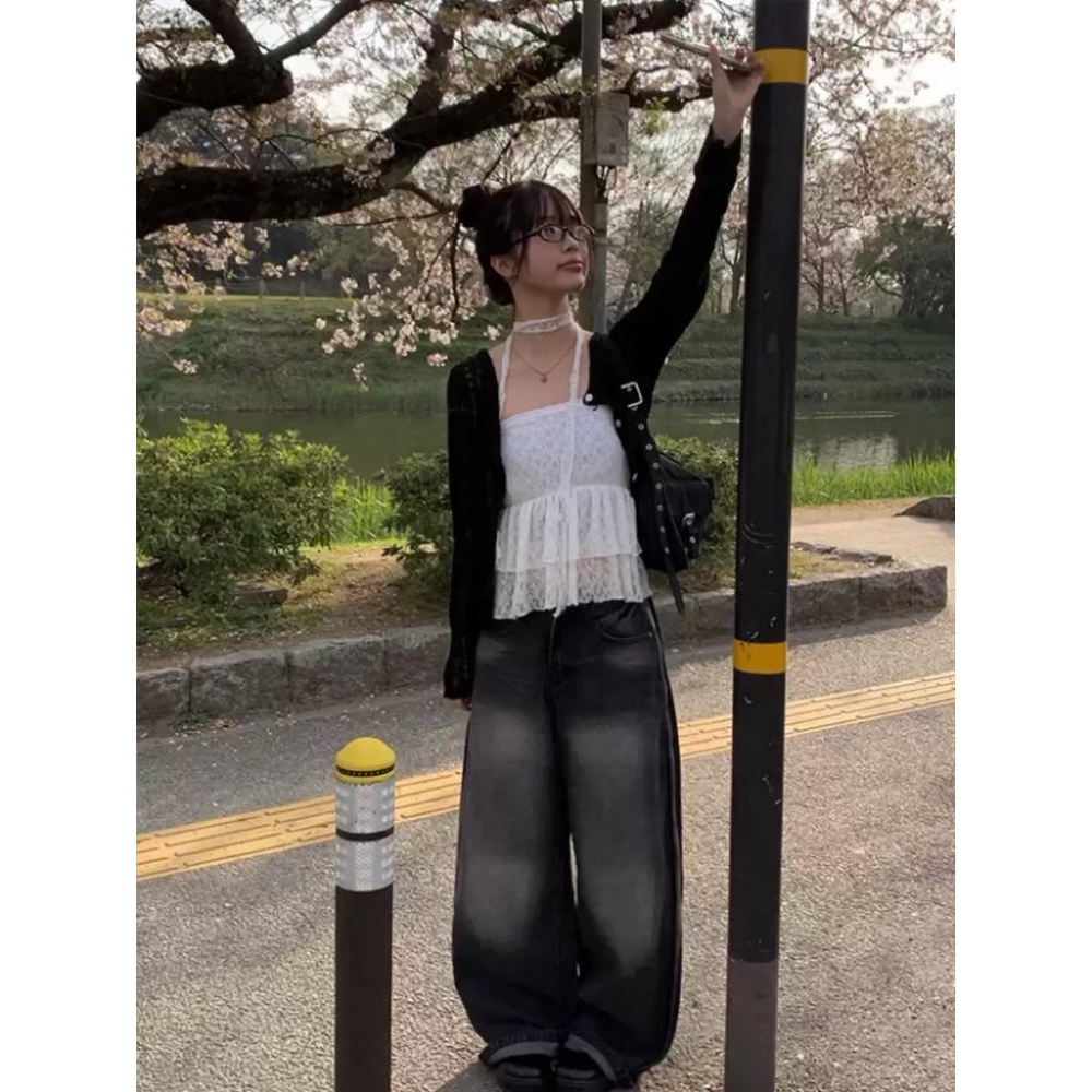 𝑩𝑶𝑾𝑨˚✿˖ 選品|韓系純慾蕾絲綁帶上衣（含綁帶）蛋糕衣襬設計-細節圖4