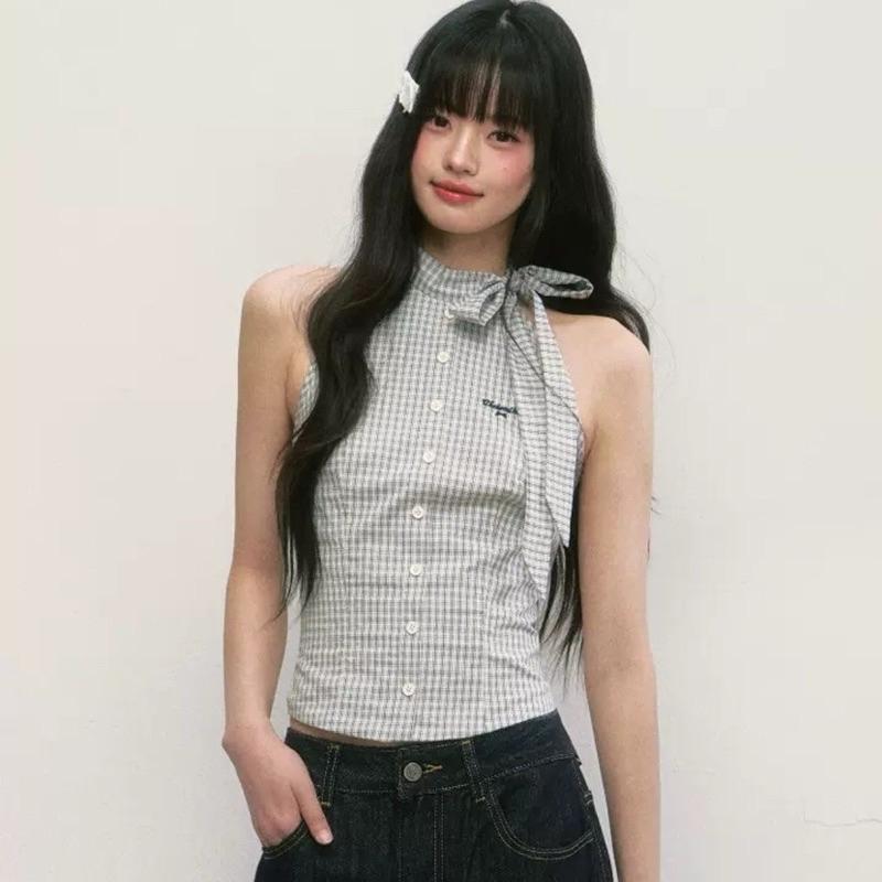 𝑩𝑶𝑾𝑨˚✿˖ 選品｜韓系甜美高領格紋上衣-細節圖2
