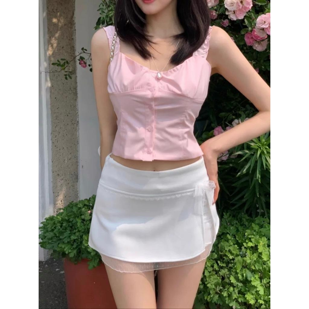 𝑩𝑶𝑾𝑨˚✿˖ 選品｜韓系甜美蕾絲拼接方領上衣（上衣&綁帶半身裙）-細節圖4