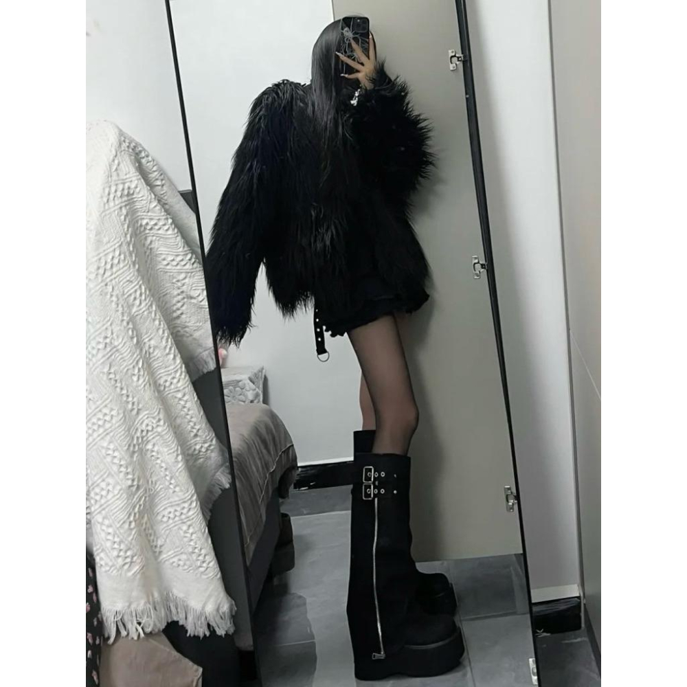 𝑩𝑶𝑾𝑨˚✿˖ 選品｜𝑲𝑶𝑹𝑬𝑨𝑵 𝑽𝑰𝑩𝑬🖤甜酷膝下褲管靴-細節圖7