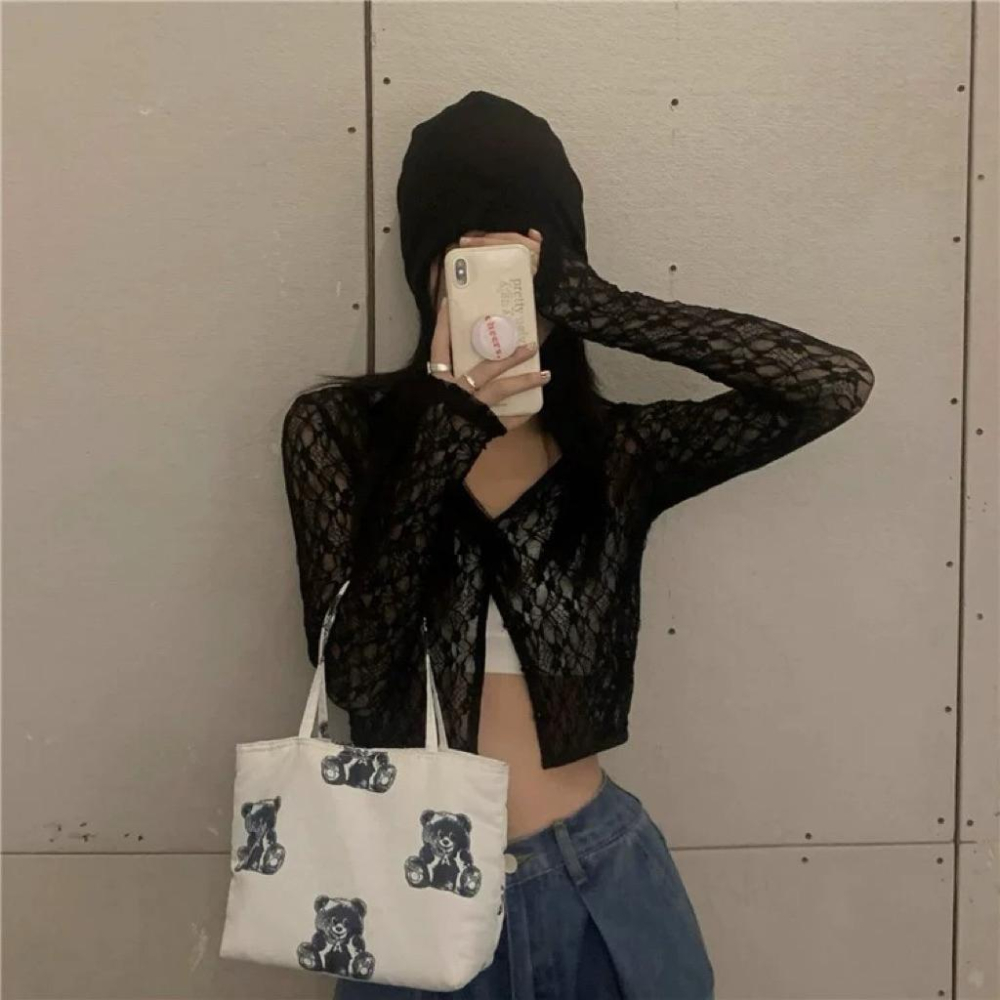 𝑩𝑶𝑾𝑨˚✿˖ 選品｜蕾絲內搭打底顯瘦透視罩衫-細節圖4