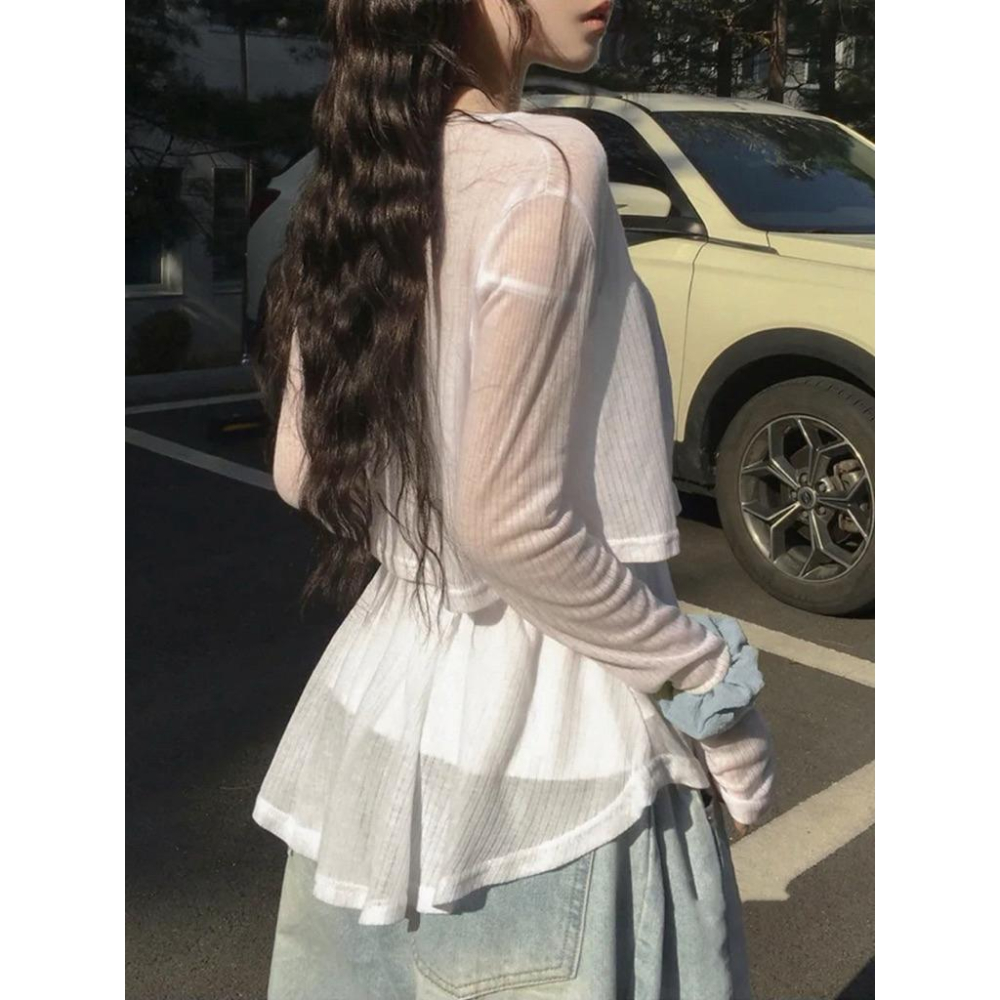 𝑩𝑶𝑾𝑨˚✿˖ 選品｜（1+1）純慾蝴蝶結芭蕾吊帶&罩衫🤍-細節圖4