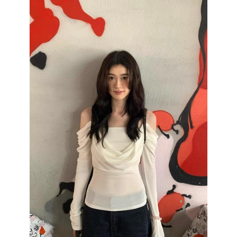 𝑩𝑶𝑾𝑨˚✿˖ 選品｜小眾設計 皮質肩帶肩帶微透上衣-細節圖3