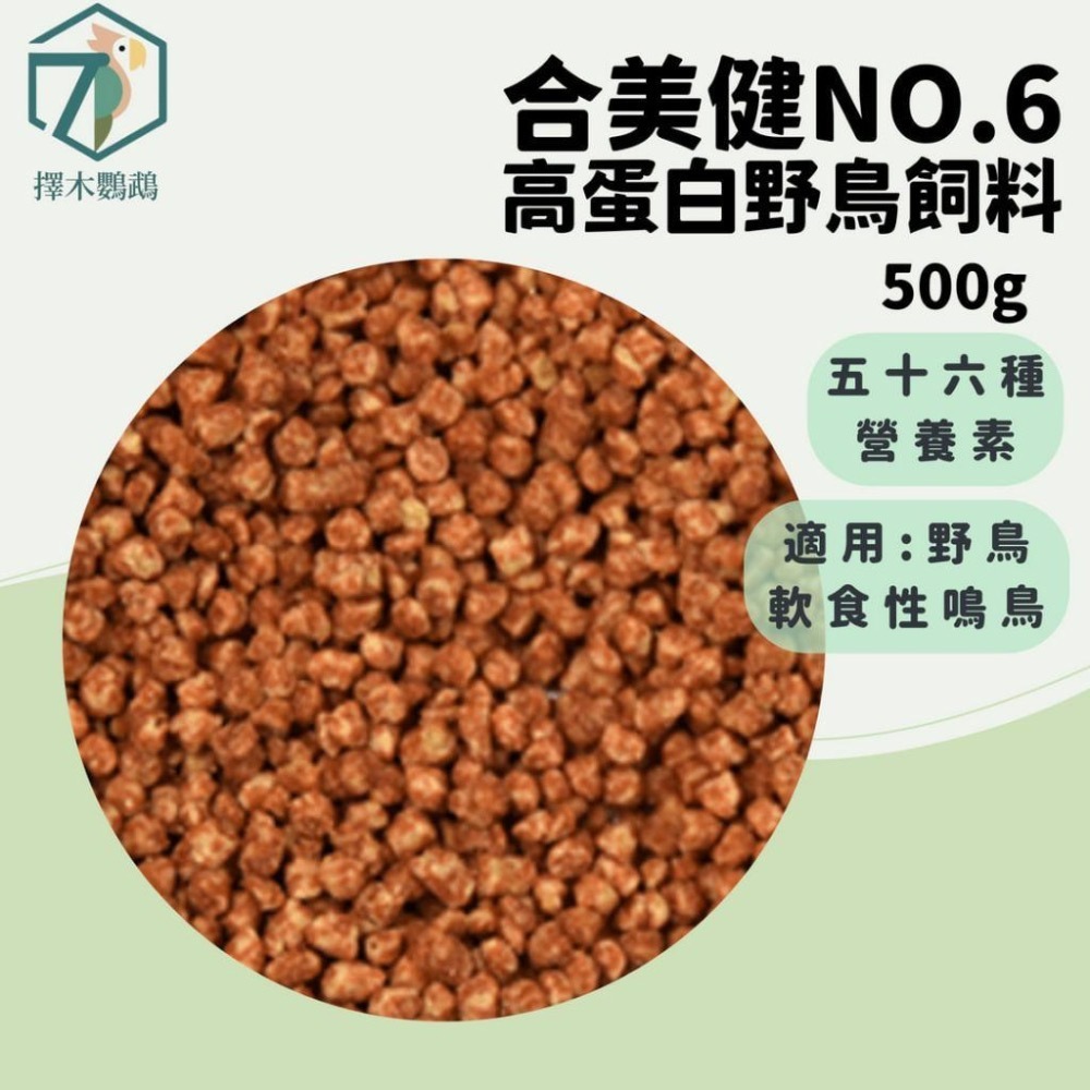 台灣實體｜🦜擇木鸚鵡｜合美健 No.6 高蛋白野鳥飼料 500g-細節圖2