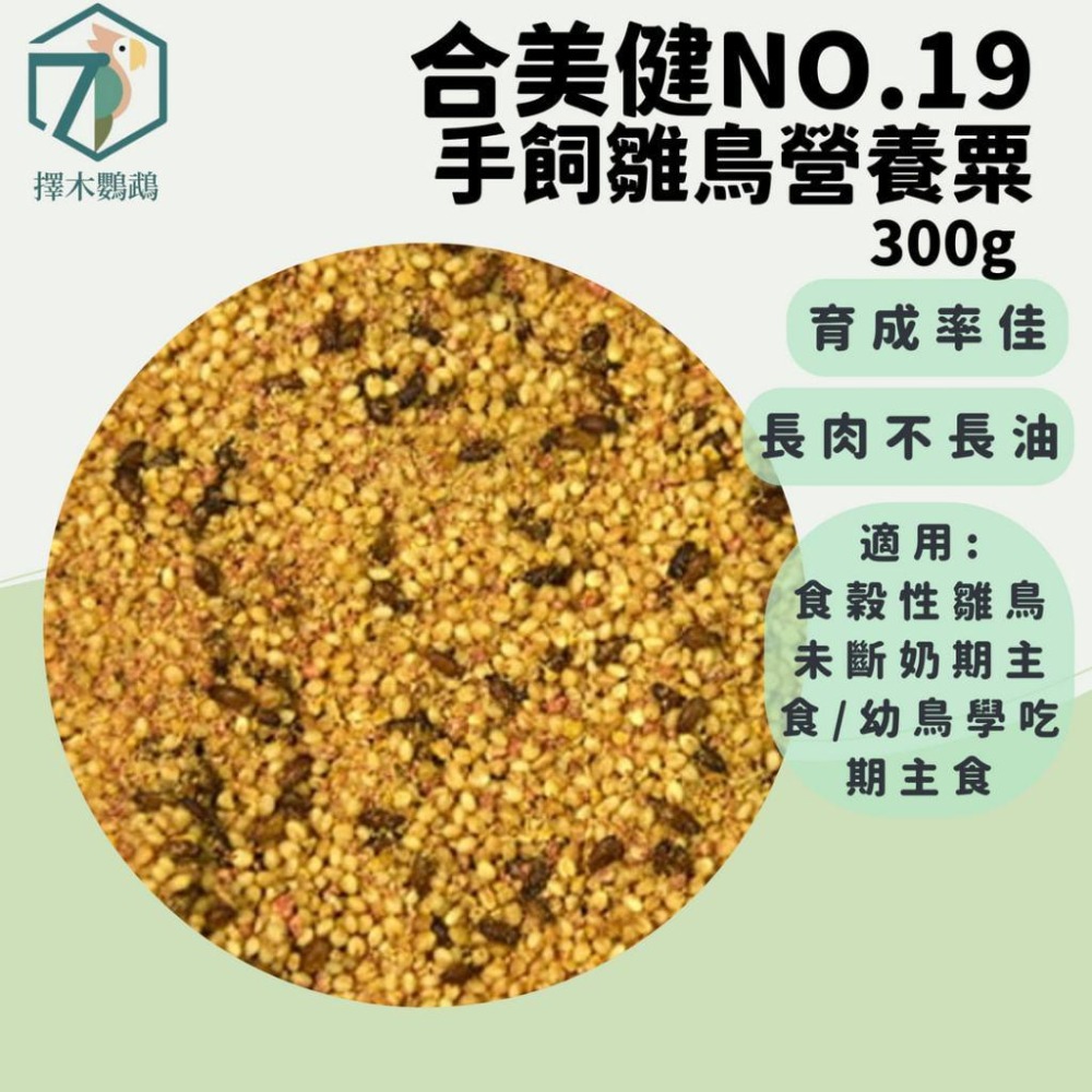 台灣實體🦜擇木鸚鵡｜合美健 NO.19手飼雛鳥營養素 300g｜幼鳥飼料/雛鳥飼料/手養飼料/玄鳳卡妹/鳥小米-細節圖2
