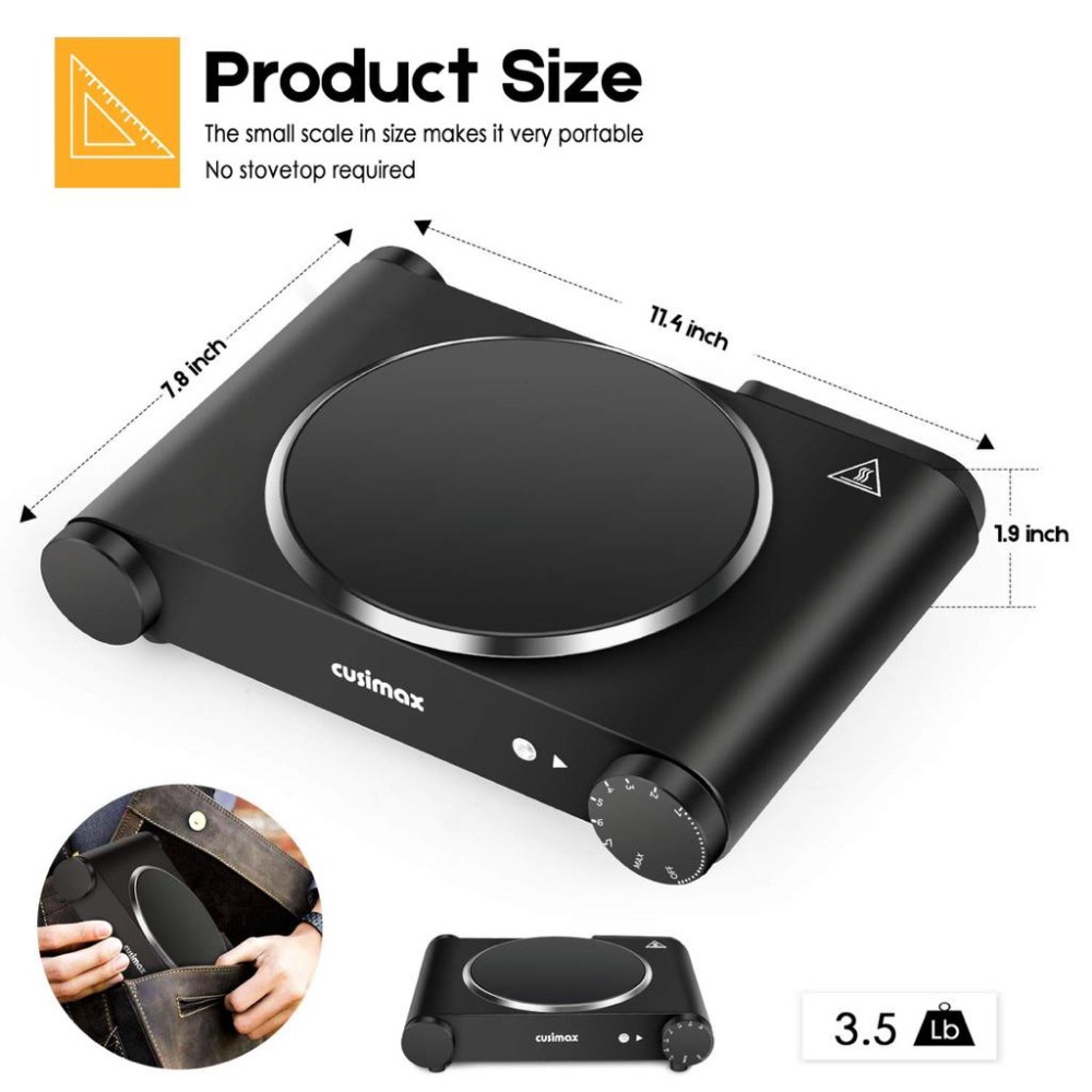 《CUSIMAX》1200W攜便式紅外電爐陶瓷玻璃電熱板 拒絕❌瓦斯味 烹飪露營 醫療靈媒 安東尼推薦 IIH爐可參考-細節圖2