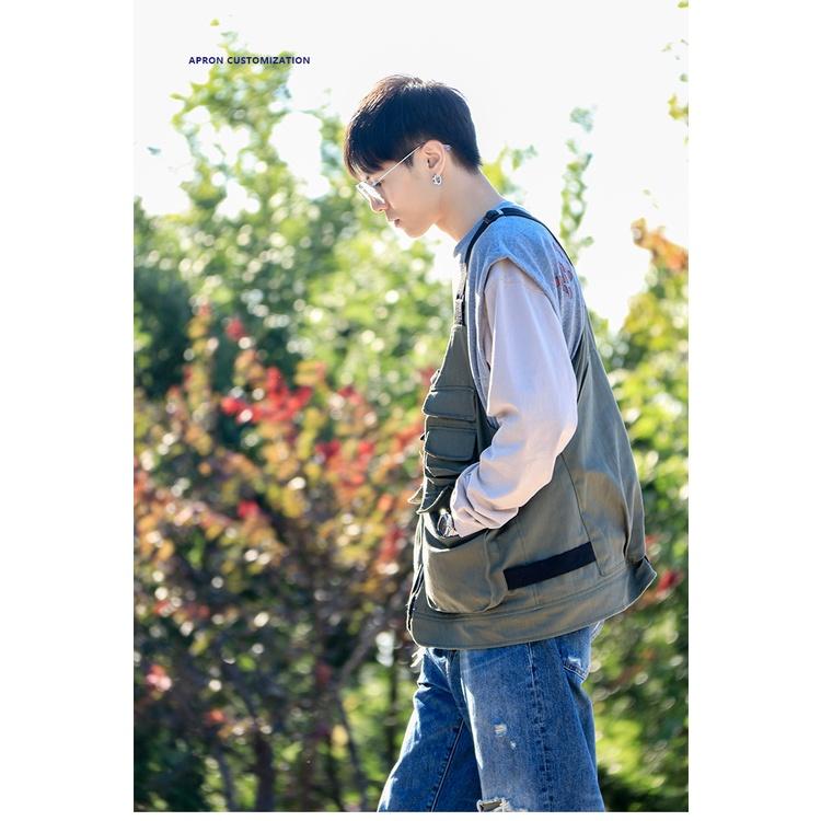 👑*現貨在臺 2way多功能工裝背心outdoor戶外手提包托特包男女工裝外套-細節圖3