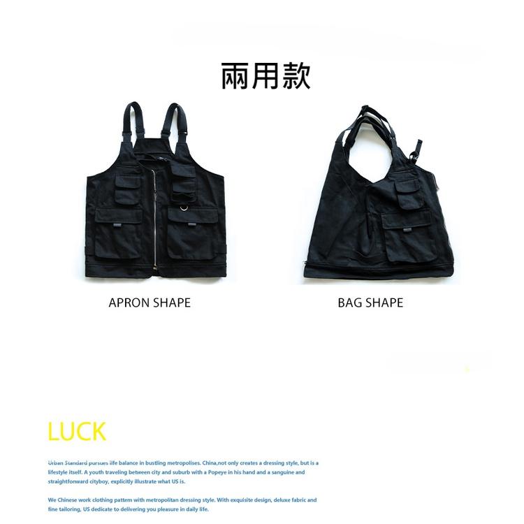 👑*現貨在臺 2way多功能工裝背心outdoor戶外手提包托特包男女工裝外套-細節圖7