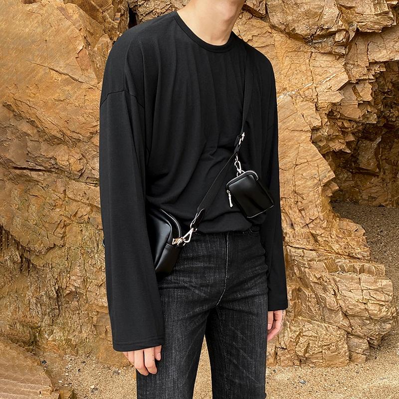 現貨 韓版雙小包單肩斜挎包男運動腰包機能包包多功能潮流休閒皮包錢包-細節圖3