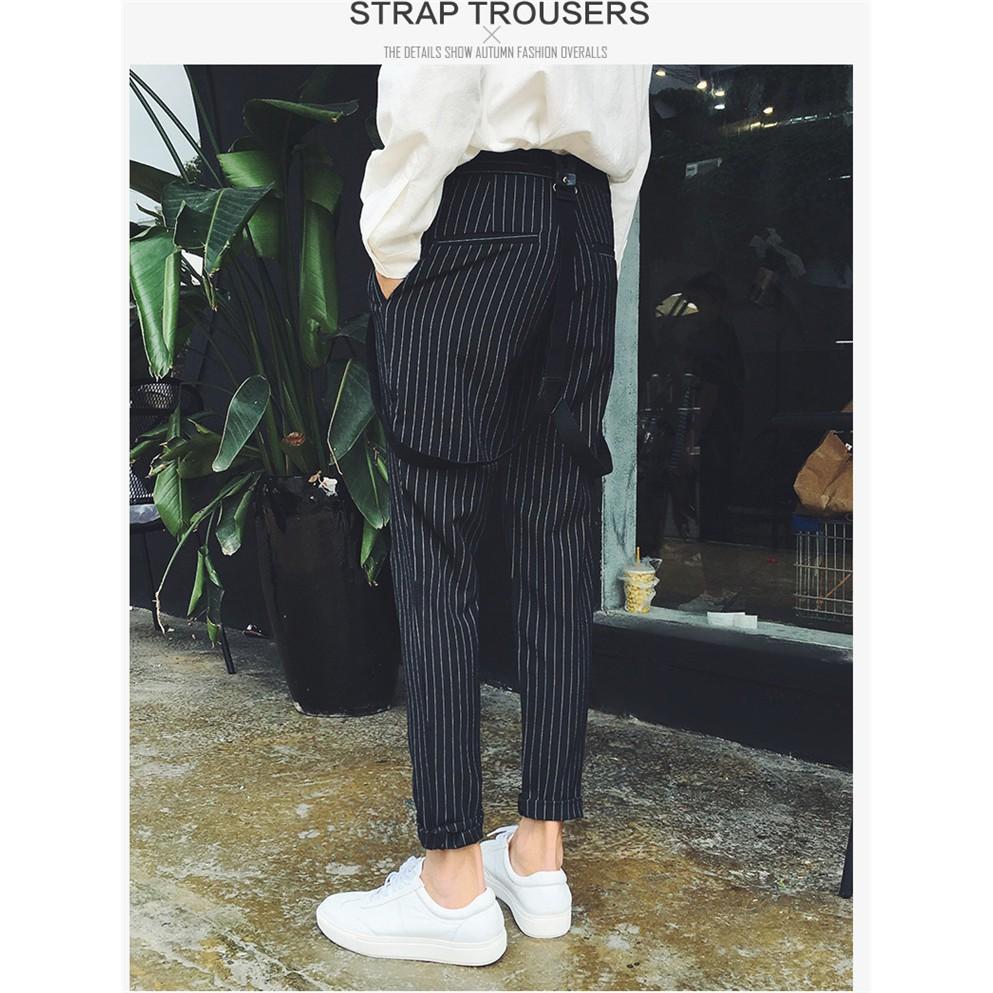 現貨 男 條紋 吊帶褲 休閒褲 西裝褲 日系 長褲 吊帶 男吊帶褲 男生吊帶褲 背帶褲 條紋長褲-細節圖4