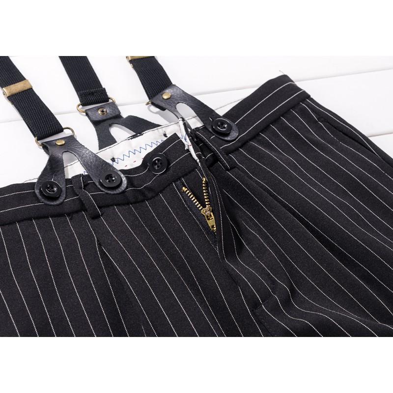 現貨 男 條紋 吊帶褲 休閒褲 西裝褲 日系 長褲 吊帶 男吊帶褲 男生吊帶褲 背帶褲 條紋長褲-細節圖6