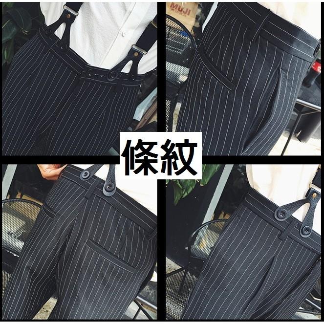 現貨 男 條紋 吊帶褲 休閒褲 西裝褲 日系 長褲 吊帶 男吊帶褲 男生吊帶褲 背帶褲 條紋長褲-細節圖7