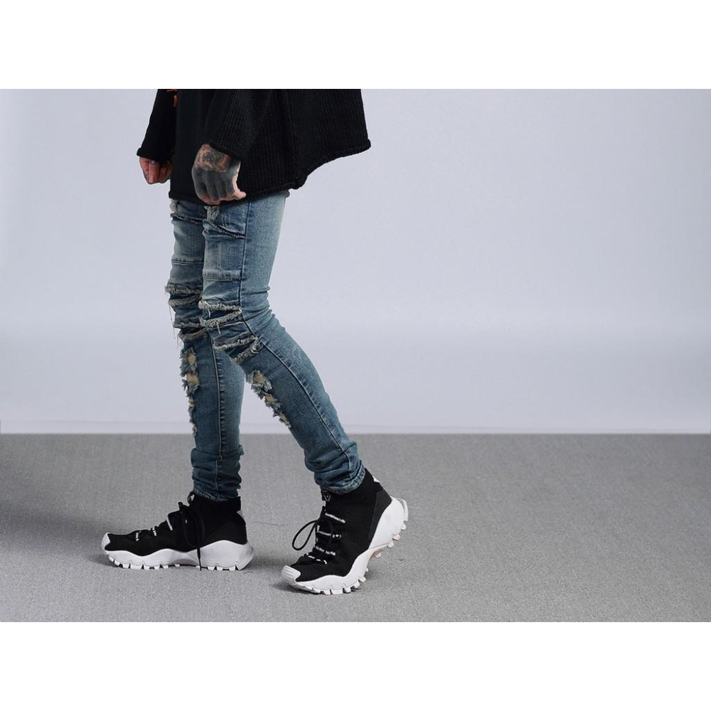 現貨 男 緊身 刷破 破壞 窄管 破壞牛仔褲 skinny 抽鬚破壞 破洞 男牛仔褲 牛仔破褲 丹寧-細節圖3