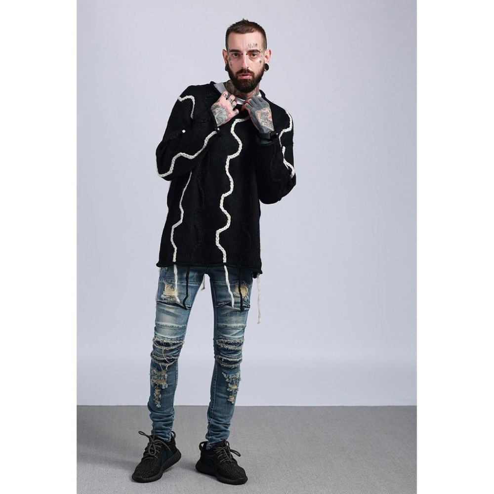 現貨 男 緊身 刷破 破壞 窄管 破壞牛仔褲 skinny 抽鬚破壞 破洞 男牛仔褲 牛仔破褲 丹寧-細節圖4