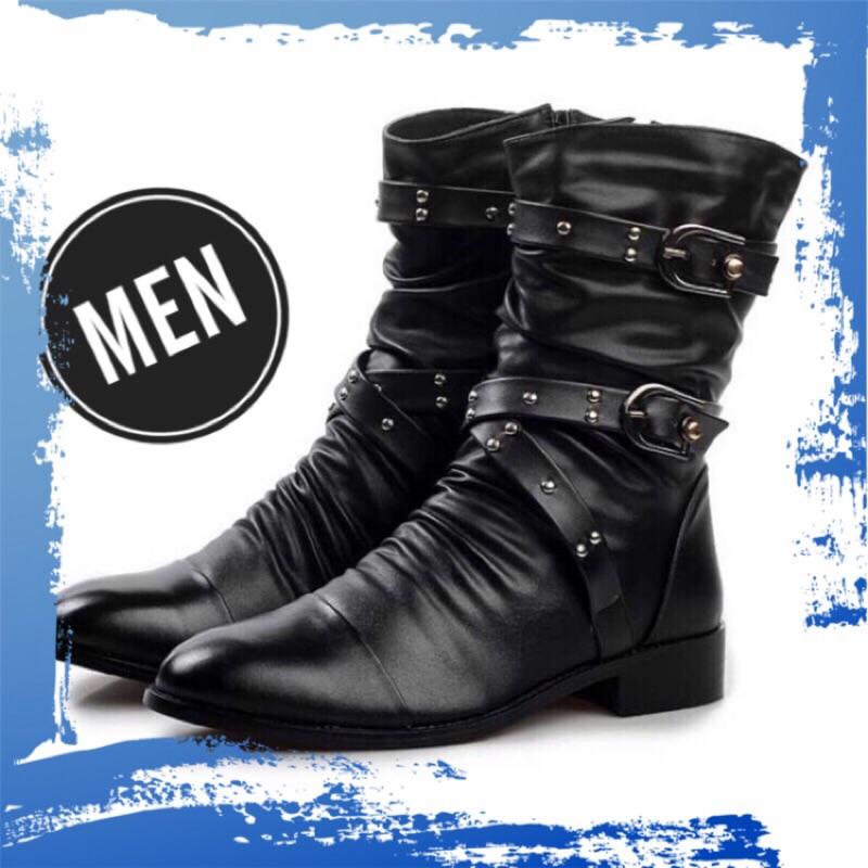 現貨 英倫風紳士 馬丁靴 靴子 高筒 皮靴 高筒靴子 長筒皮靴 皮鞋 尖頭皮鞋 西裝皮鞋 馬汀靴 男靴子-細節圖2