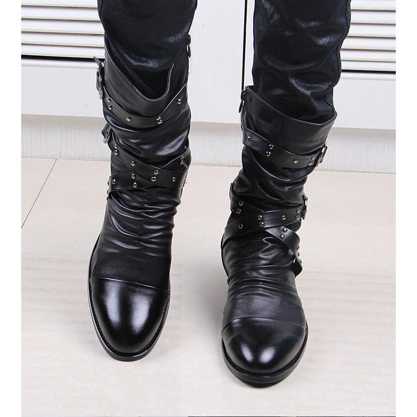 現貨 英倫風紳士 馬丁靴 靴子 高筒 皮靴 高筒靴子 長筒皮靴 皮鞋 尖頭皮鞋 西裝皮鞋 馬汀靴 男靴子-細節圖3