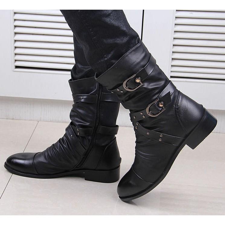 現貨 英倫風紳士 馬丁靴 靴子 高筒 皮靴 高筒靴子 長筒皮靴 皮鞋 尖頭皮鞋 西裝皮鞋 馬汀靴 男靴子-細節圖5