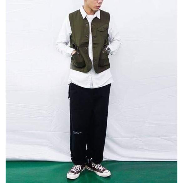 ☦<現貨免運🔥> 工裝背心 日系 復古 背心 馬甲 工作背心 多口袋 修身 男 男生背心 古著風 男生馬甲 多口袋背心-細節圖2