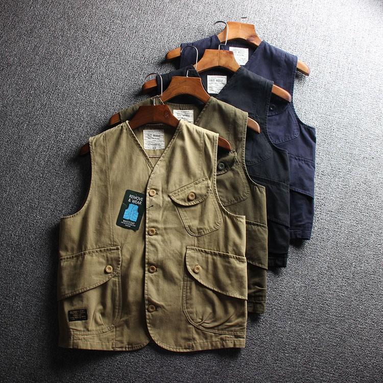 ☦<現貨免運🔥> 工裝背心 日系 復古 背心 馬甲 工作背心 多口袋 修身 男 男生背心 古著風 男生馬甲 多口袋背心-細節圖5