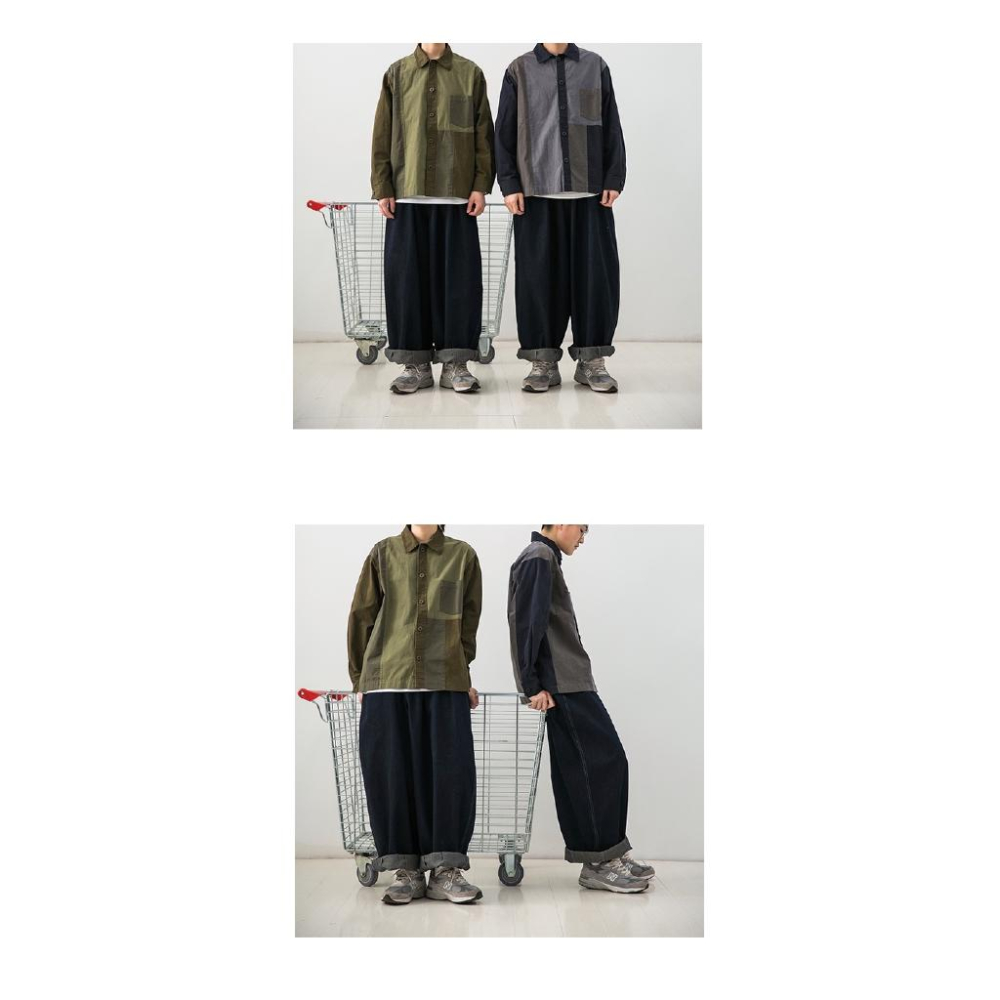 現貨 日系復古工裝牛仔寬褲全棉水洗鬆緊腰牛仔寬鬆-細節圖5