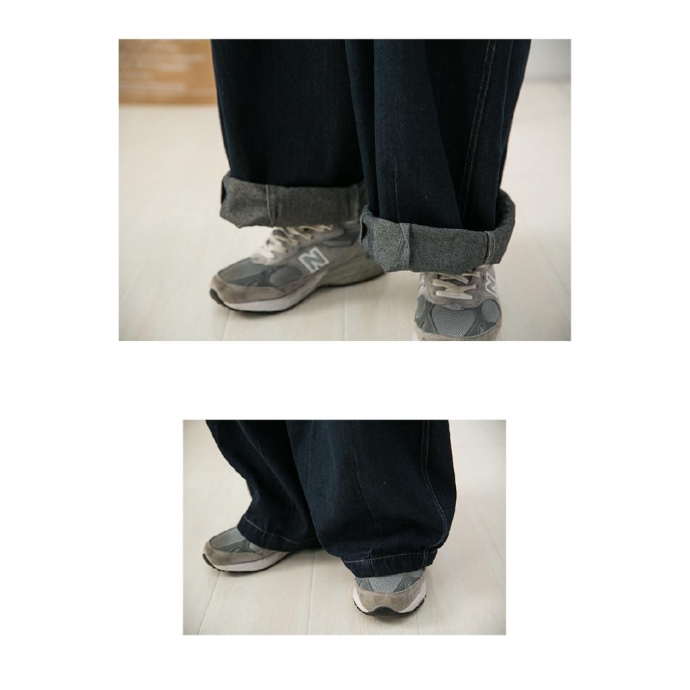 現貨 日系復古工裝牛仔寬褲全棉水洗鬆緊腰牛仔寬鬆-細節圖6