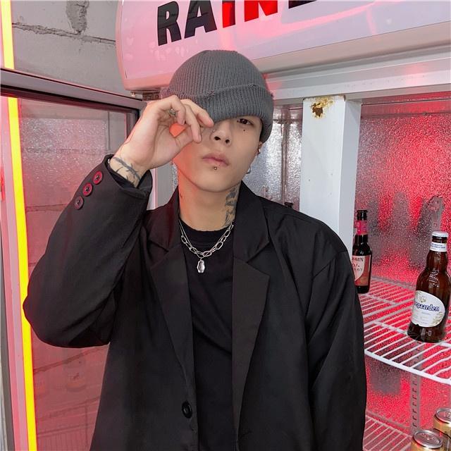 現貨  GD風破壞毛帽韓版純色針織毛帽嘻哈風-細節圖3