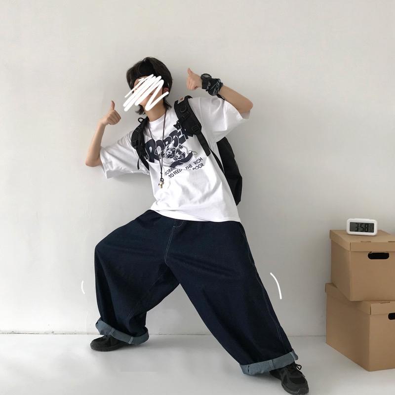 現貨 日系復古 超寬褲 牛仔褲 男女 牛仔寬褲 休閒長褲-細節圖2