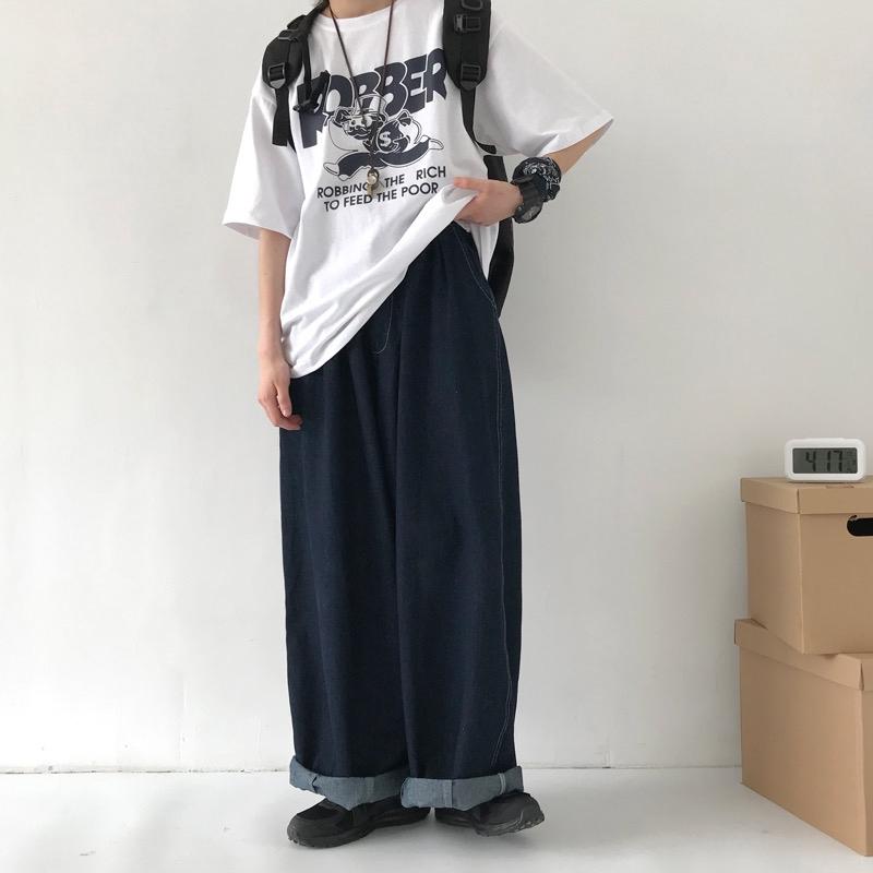 現貨 日系復古 超寬褲 牛仔褲 男女 牛仔寬褲 休閒長褲-細節圖3