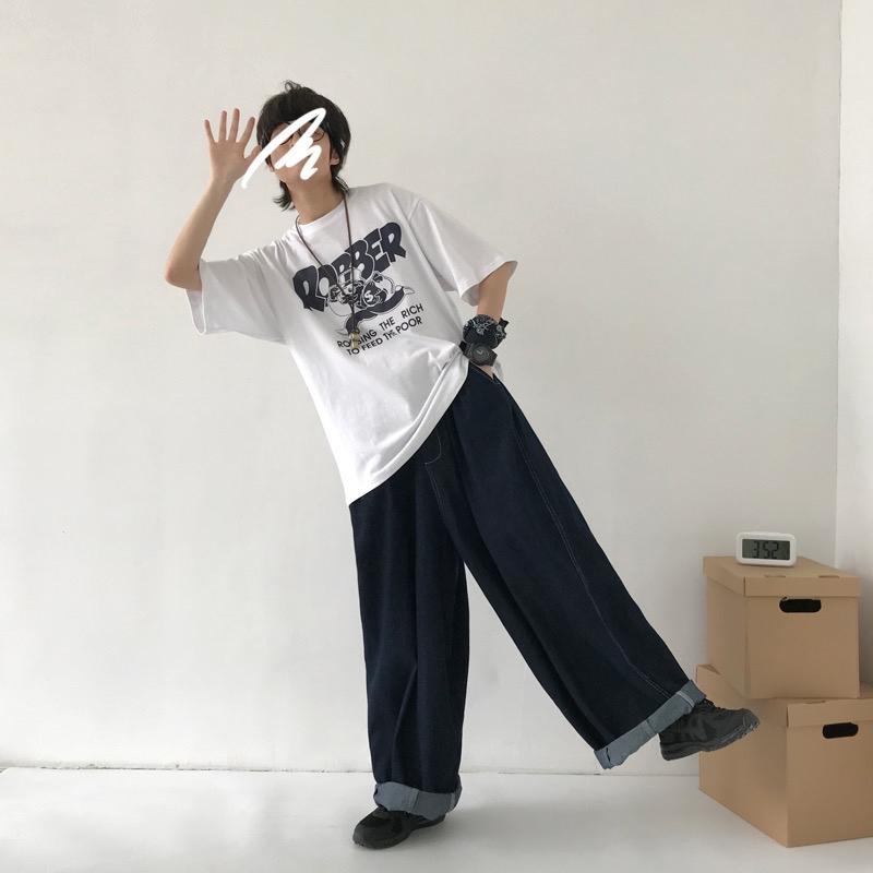 現貨 日系復古 超寬褲 牛仔褲 男女 牛仔寬褲 休閒長褲-細節圖4