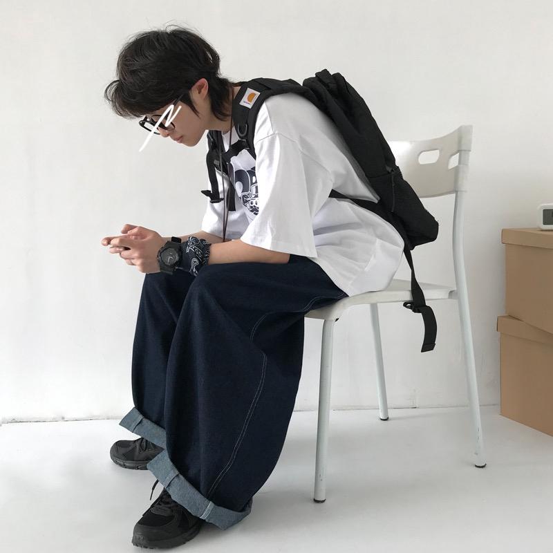 現貨 日系復古 超寬褲 牛仔褲 男女 牛仔寬褲 休閒長褲-細節圖5