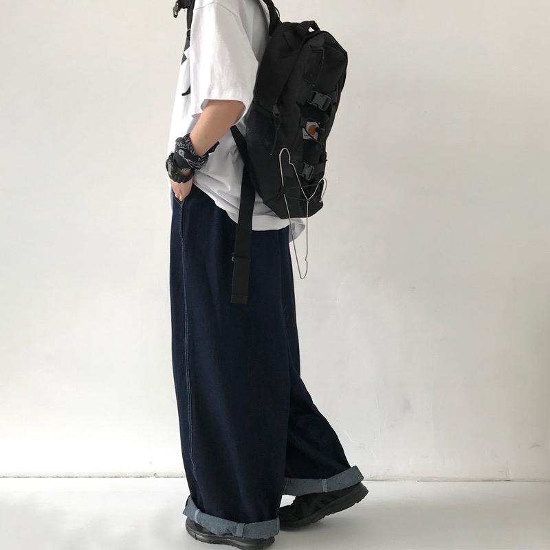 現貨 日系復古 超寬褲 牛仔褲 男女 牛仔寬褲 休閒長褲-細節圖6