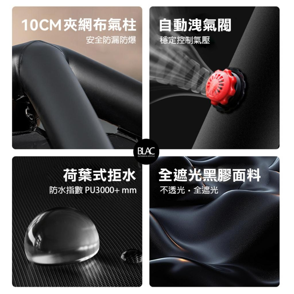 【BLAC黑客】BLACKDOG黑狗air充氣帳篷速搭帳篷240x240cm-細節圖3