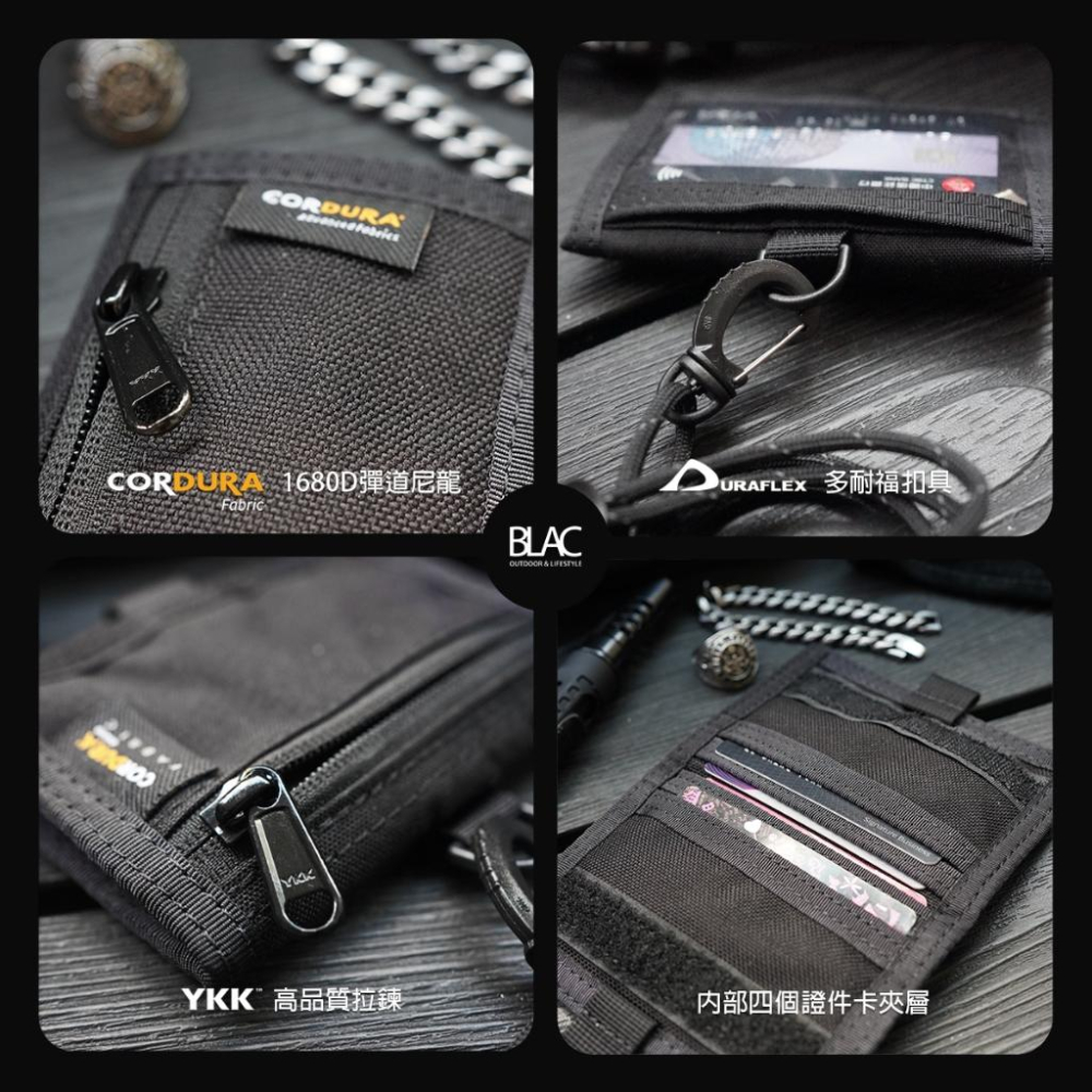 【BLAC黑客】Cordura®證件零錢卡包識別證套皮夾錢包 1000D彈道尼龍 橫式對折-細節圖6