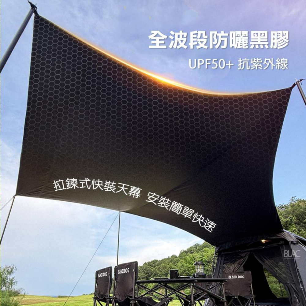 【BLAC黑客】BLACKDOG黑狗八邊型速搭黑膠帳篷天幕組 速搭骨架 拉鍊式快裝天幕-細節圖5