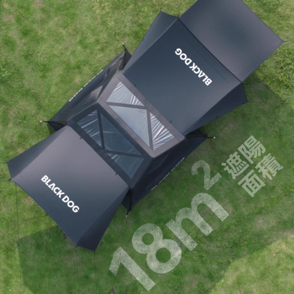 BLACKDOG黑狗霧島充氣帳篷TPU觀景天窗-含前庭天幕【BLAC黑客】附電動打氣機 全遮光黑膠防爆氣柱-細節圖8