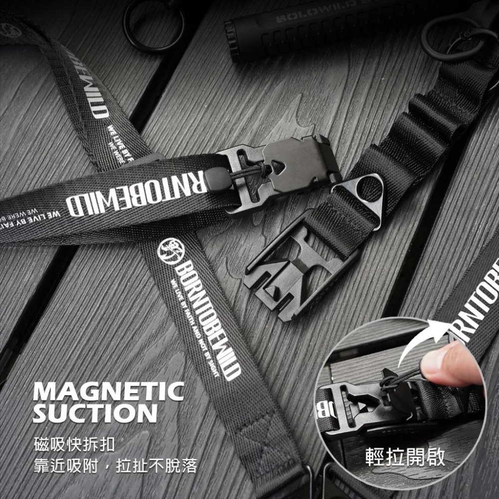 【BLAC黑客】磁吸戰術掛繩手機掛繩證件掛繩 長短可調 可頸掛斜背BORNTOBEWILD-細節圖6