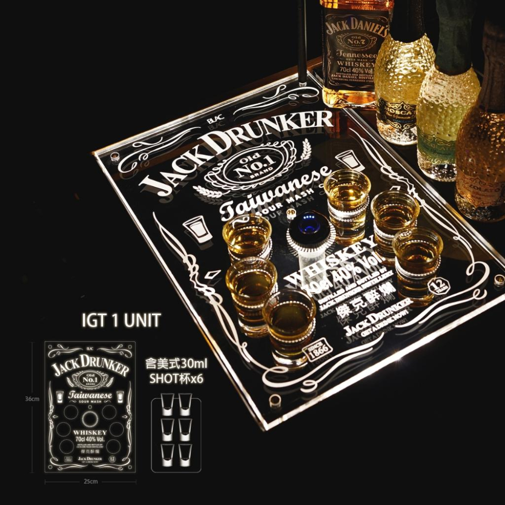 【BLAC黑客】IGT壓克力導光板美式酒標Party Shot歡樂組需搭配Goalzero 支援IGT桌嵌入或連接三腳架-細節圖2