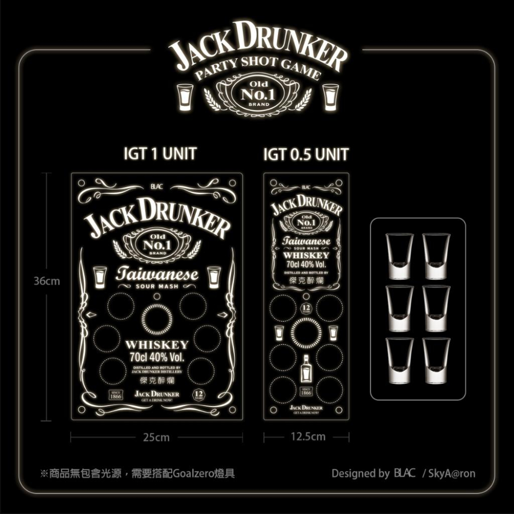 【BLAC黑客】IGT壓克力導光板美式酒標Party Shot歡樂組需搭配Goalzero 支援IGT桌嵌入或連接三腳架-細節圖9