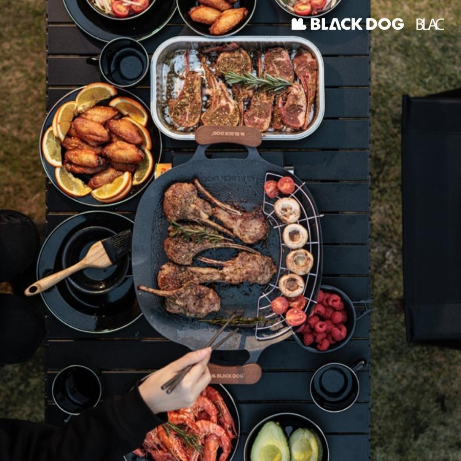 【BLAC黑客】BLACKDOG黑狗韓式不沾烤盤43cm 複合材質不挑爐具 超薄2mm 附隔熱木柄600D收納袋-細節圖2