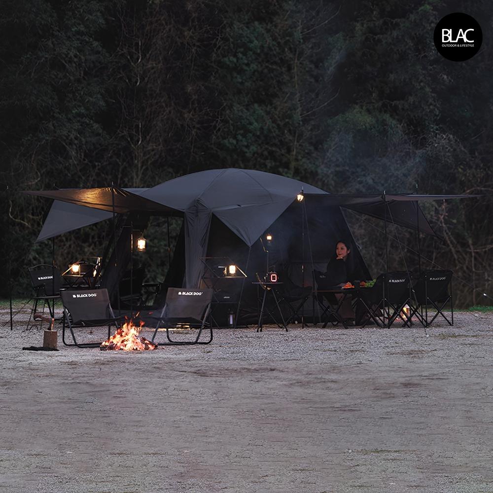 【BLAC黑客】BLACKDOG黑狗山庭6.8黑膠帳篷 三面開門遮陽門庭 鈦黑銀膠-細節圖2