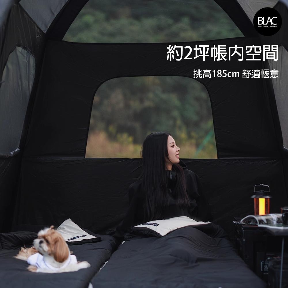 【BLAC黑客】BLACKDOG黑狗山庭6.8黑膠帳篷 三面開門遮陽門庭 鈦黑銀膠-細節圖7