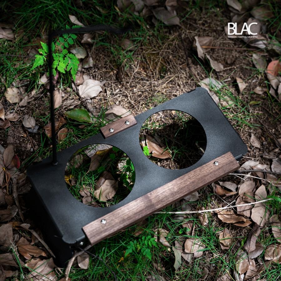 【BLAC黑客】黑胡桃木寵物折疊碗架寵物行動餐桌 可拆疊收納 可拆卸式燈桿 附雪拉碗-細節圖2