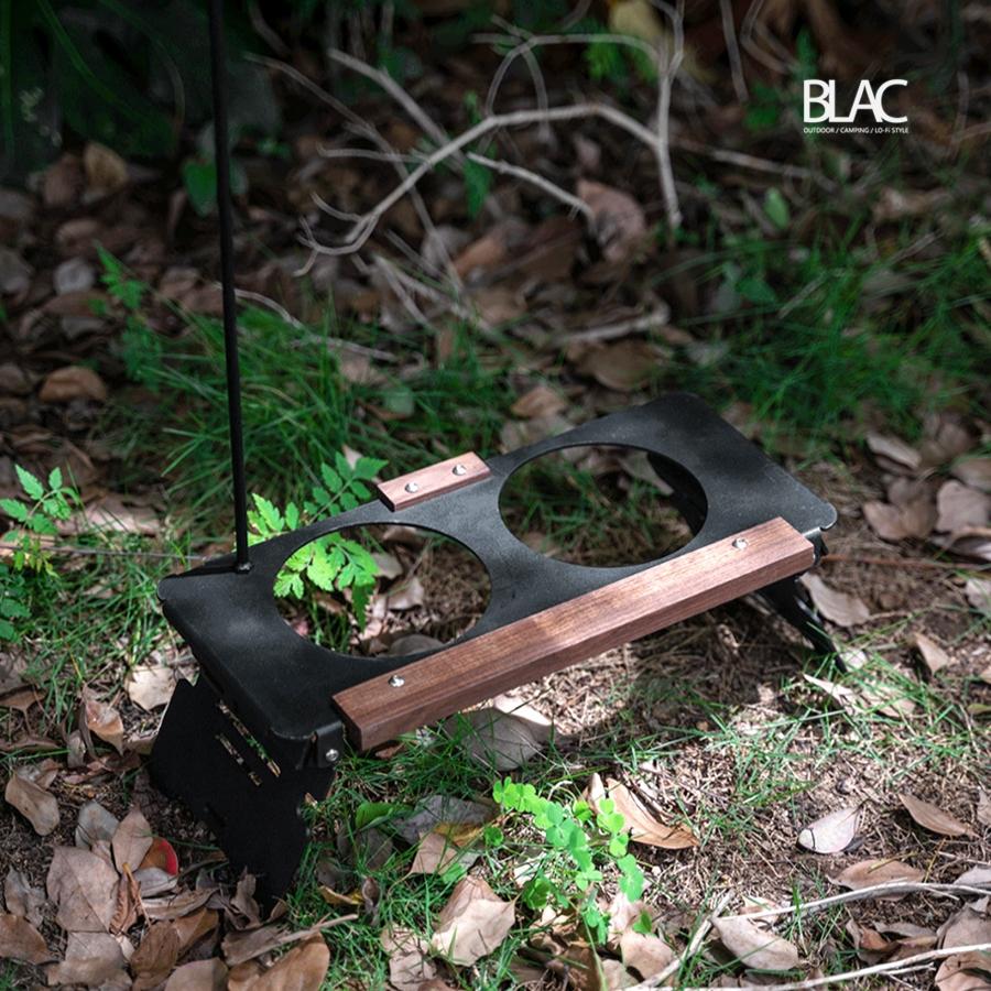 【BLAC黑客】黑胡桃木寵物折疊碗架寵物行動餐桌 可拆疊收納 可拆卸式燈桿 附雪拉碗-細節圖3