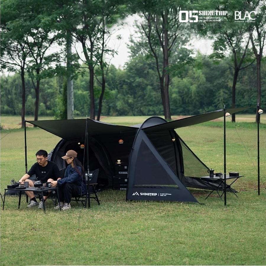 【BLAC黑客】山趣ShineTrip一房一廳輕量隧道帳篷 機車露營 7001骨架 內掛睡帳 4.9KG-細節圖2